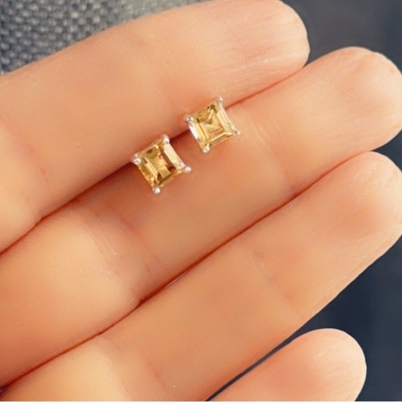 Dainty Citrine Earrings – Genuine 925 Sterling Silver, Hypoallergenic Gift - Picture 10 of 11